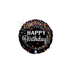 Glittering Birthday Confetti Holo  Round Foil Balloon 9” 1pk