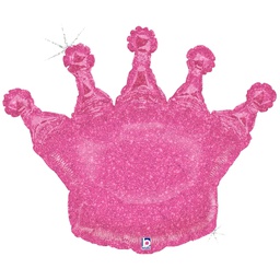 [2535685P] Shape Holo Glittering Crown Pink Foil 36&quot; 1pk