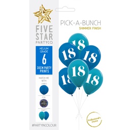 [750035] PICK-A-BUNCH 18th Birthday 30cm Blue Asst 6pk