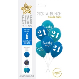 [750037] PICK-A-BUNCH 21st Birthday Mix 30cm Blue Asst 6pk
