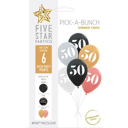 [750041] PICK-A-BUNCH 50th Birthday 30cm Asst 6pk