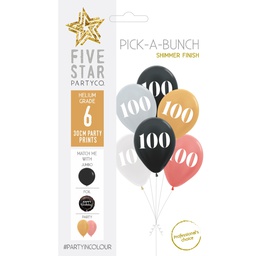 [750046] PICK-A-BUNCH 100th Birthday 30cm Asst 6pk