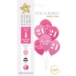 [750048] PICK-A-BUNCH 21st Birthday Mix 30cm Pink Asst 6pk