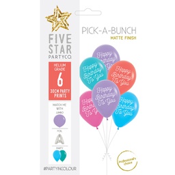 [750050] PICK-A-BUNCH H/Bday to You 30cm Bright Asst 6pk