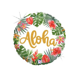 [2536804P] Round Holo Tropical Aloha Foil 18&quot; 1pk
