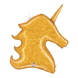 [2535861P] Gold Glitter Unicorn Shape Foil 38&quot; 1pk