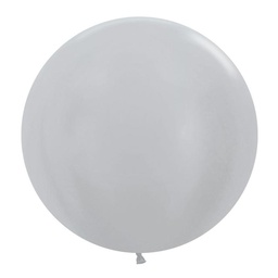 [7062481] Shimmer Silver 60cm Round Balloons 2pk