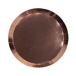 [6100MRGP] FS Paper Round Snack Plate 7&quot; Met Rose Gold 10pk (D)