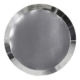 [6110MSP] FS Paper Round Dinner Plate 9&quot; Metallic Silver 10pk (D)