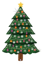 [2535915P] Glitter Christmas Tree Shape Foil 5FT/60&quot; 1pk