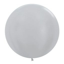[5062481] Metallic Silver 60cm Round Balloons 10pk