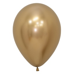 [740970] Reflex Gold 30cm Round Balloon 18pk