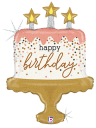 [2535964P] Shape Holo Birthday Cake Confetti Foil 33&quot; 1pk New