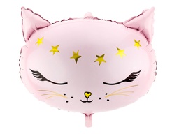 [2647] PD Foil Balloon Pink Cat with Stars 1pkt 48x36CM