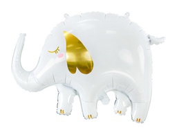 [2691] PD Foil Balloon Matte White Elephant with Gold Detail 1pkt 83x58CM