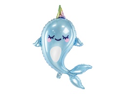 [2662] PD Foil Balloon Glossy Narwhal Blue 1pkt 53x87CM
