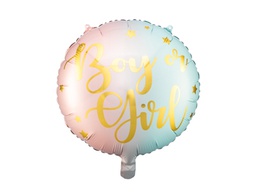 [2683] PD Foil Balloon Glossy Round Boy or Girl Pink/Blue Ombre 1pkt 35CM