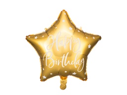 [2693019] PD Foil Balloon Glossy Star Cursive Happy Birthday Gold 1pkt 40CM 
