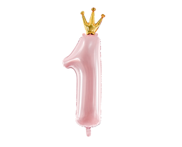 [2687081] PD Foil Balloon Number 1 Pastel Pink Crown 1pk 37x100CM