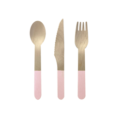 [6017CPP] FS Wooden Cutlery Set Pastel Pink 30pk