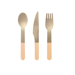 [6017PHP] FS Wooden Cutlery Set Peach 30pk