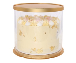 [6260MGP] FS Clear Cake Box Set 10.5&quot; (h28cm) Round Gold 1pk