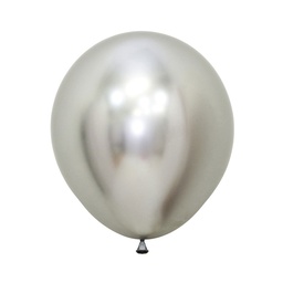 [7050981] Reflex Silver 45cm Round Balloon 6pk