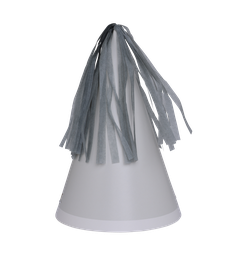 [6150CGP] FS Party Hat with Tassel Topper Cool Grey 10pk