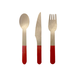 [6017CHP] FS Wooden Cutlery 30pk Cherry 