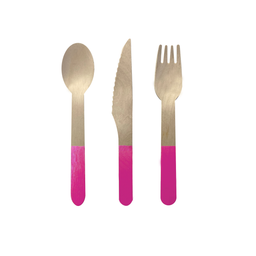 [6017FMP] FS Wooden Cutlery 30pk Flamingo 