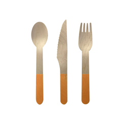 [6017TGP] FS Wooden Cutlery 30pk Tangerine 