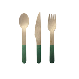 [6017SGP] FS Wooden Cutlery 30pk Sage Green 