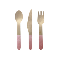 [6017ROP] FS Wooden Cutlery 30pk Rose 