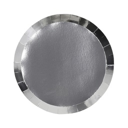 [6170MSP] FS Paper Round Snack Plate 7&quot; Met Silver 20pk